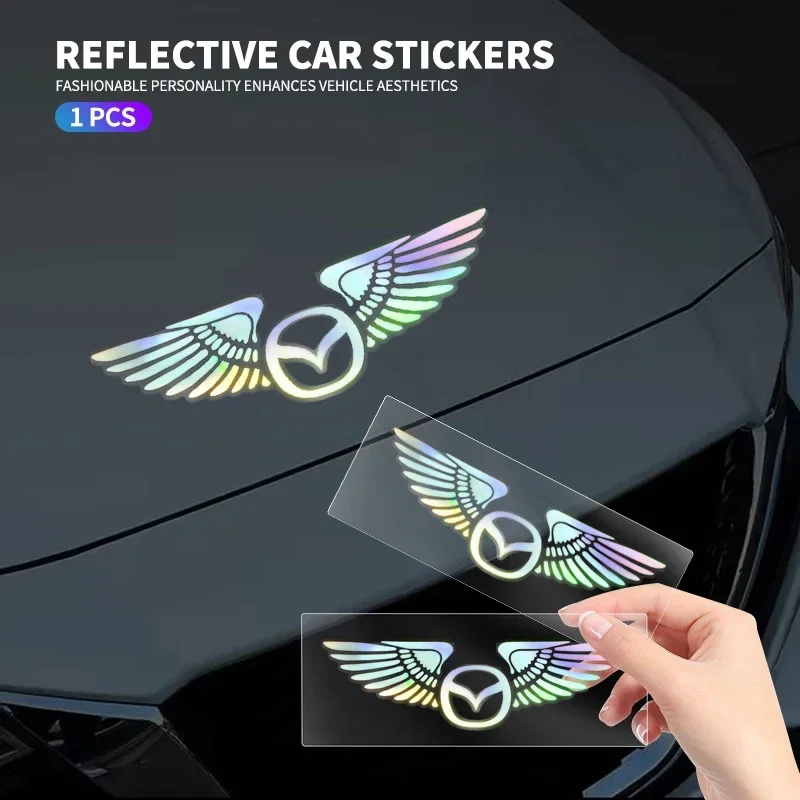 

Car Logo Angel Wings Reflective Sticker Waterproof Decoration for Mazda 3 CX5 CX30 Mazda 6 CX3 Auto Exterior Accessories