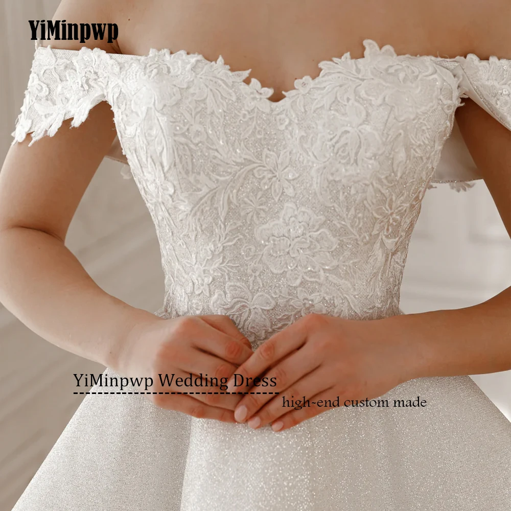 반짝이는 아플리케 웨딩 드레스 오프 숄더 스위트하트 코르셋 짧은 신부 가운 여성용 로브 드 마리에 맞춤 제작