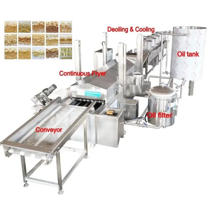 Fried Crispy Fryums 3D Pellet Snacks Chips Frying Machine Puffed Food Prawn Cracker Making Machine Production Line
