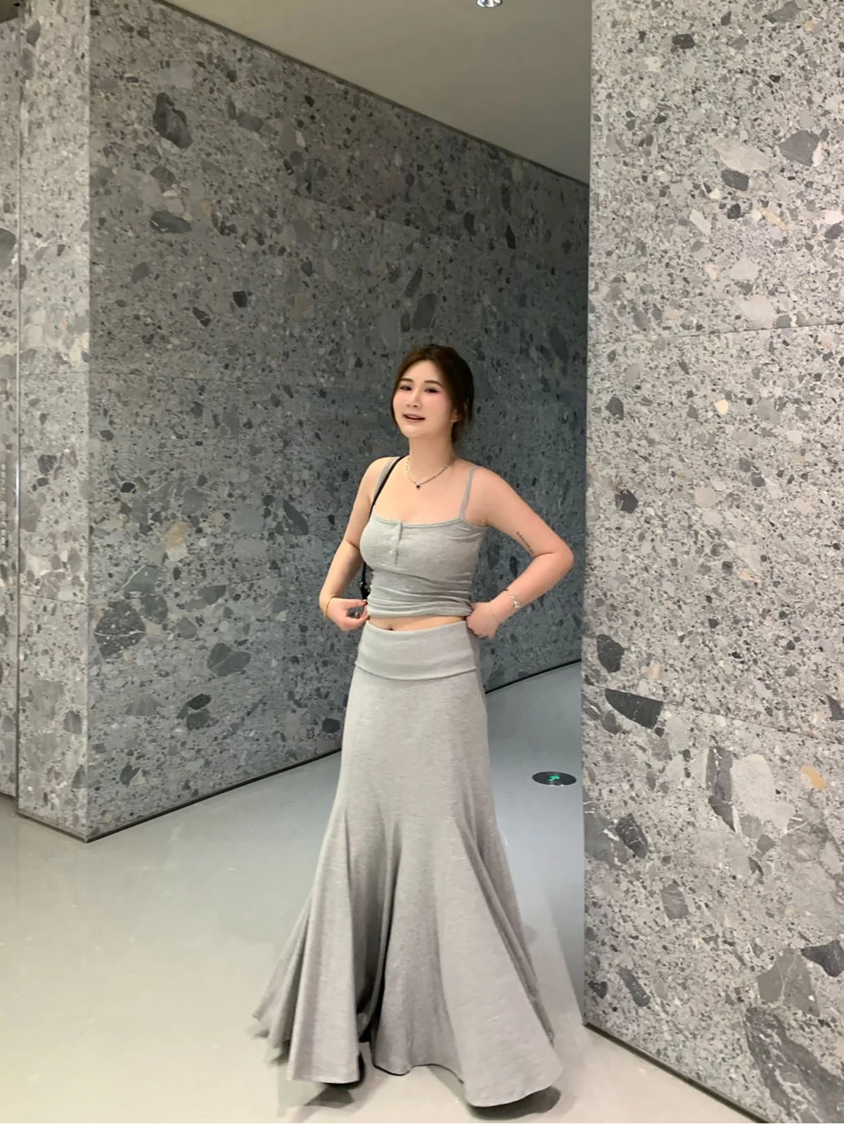 

ChubbyGirl Oxygenated Siren Casual Slimming Fi Tail Set ey Strapl f Skirt Faionable Summer Outfit for Women