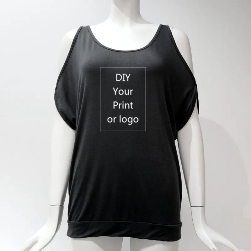 2023 Customized Print T Shirt for Women DIY Your like Photo or Logo Top T-shirt Femme Sexy Off Shoulder Batwing Lace up Tops