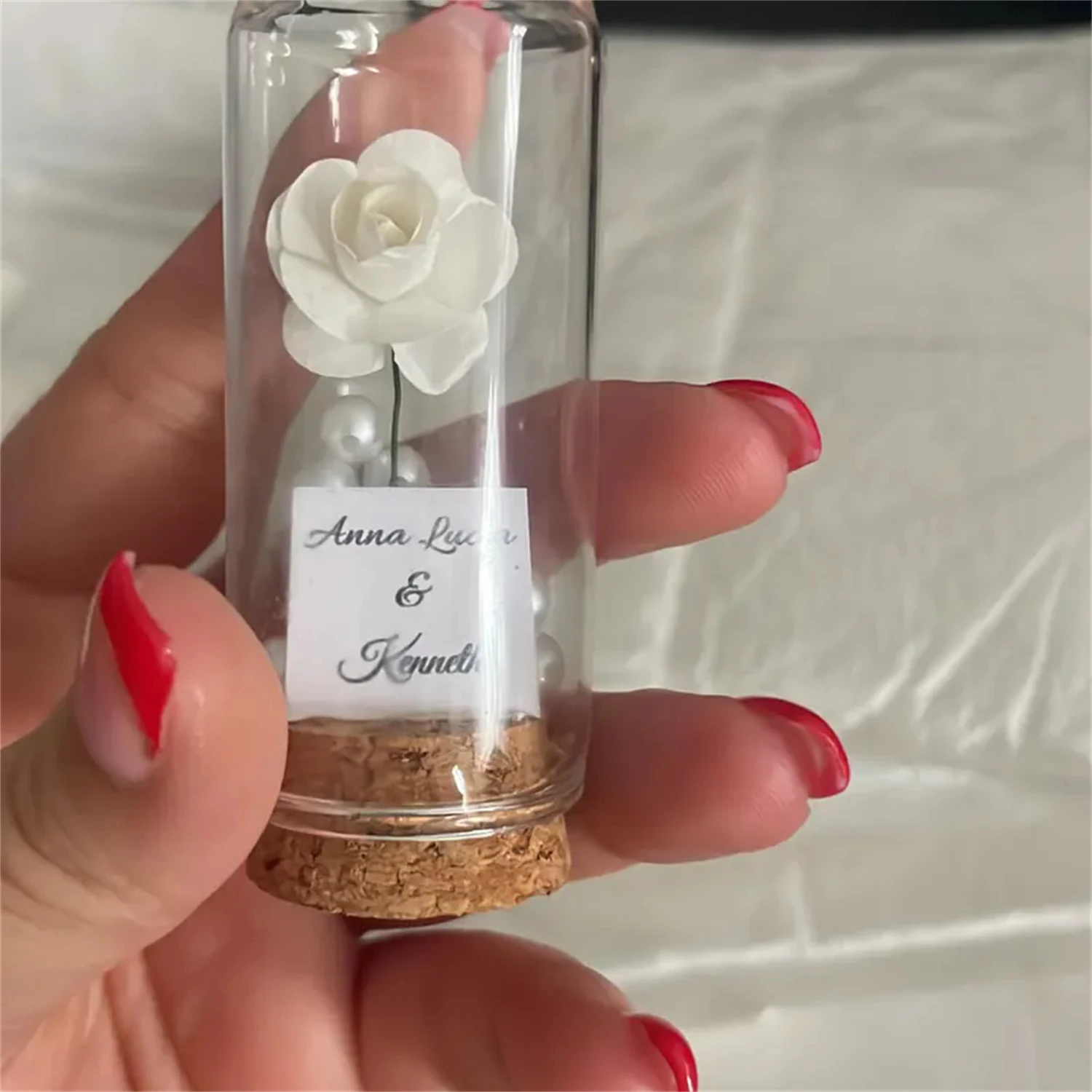 

Enchanted Rose with Pearls in mini glass dome Wedding Favor, Sweet 16 Party Favors, Birthday Favors, Bridal Shower party favor