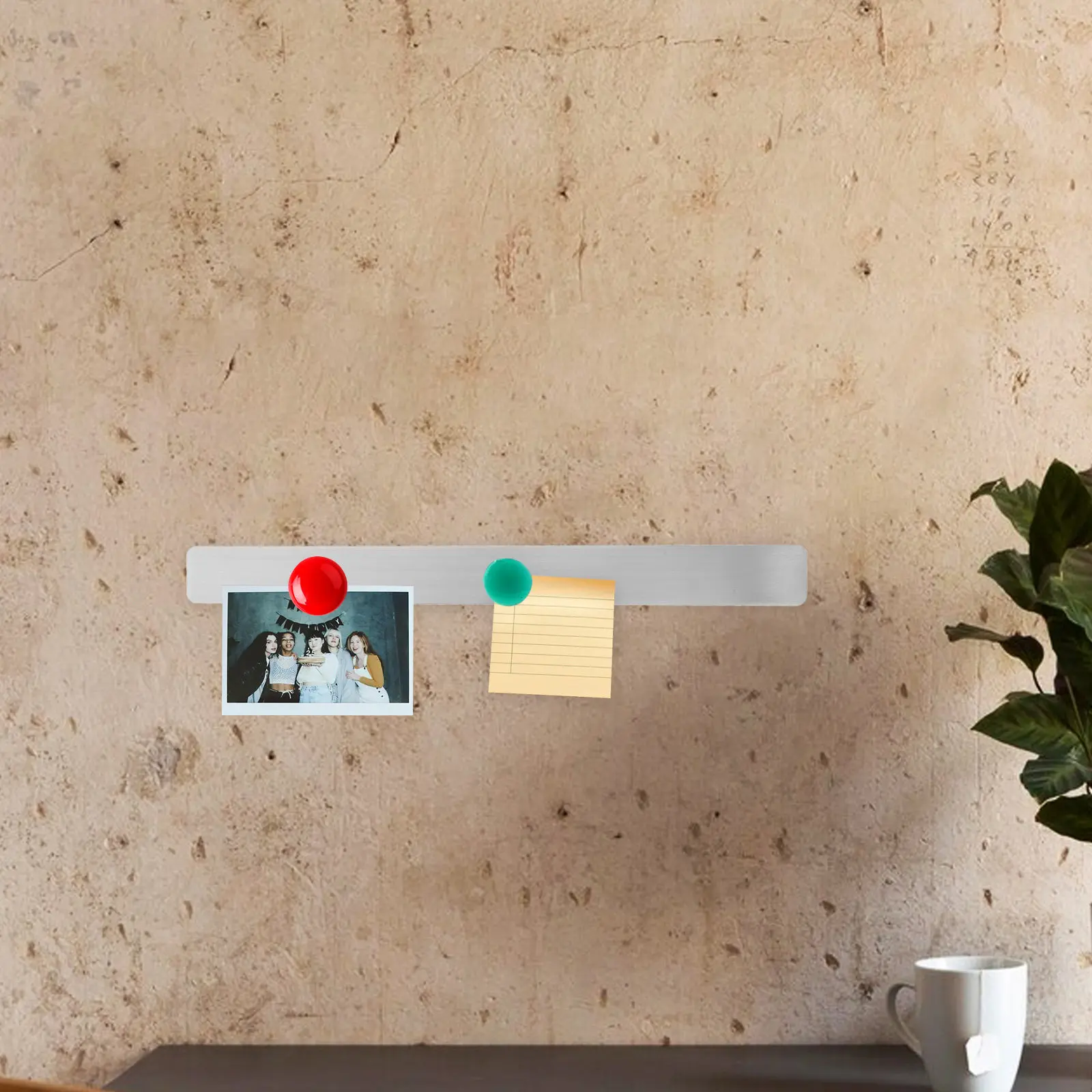

2pcs Iron Bulletin Board Strips Adhesive Backing Multifunctional Memo Board For Wall Magnetic Display Metal Sheets Office Decor