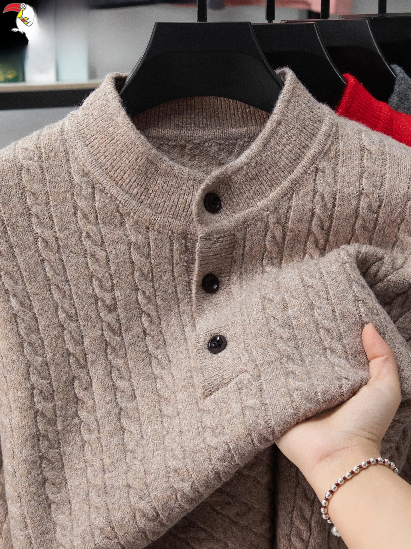 

Мужской шерстяной свитер премиум-класса, утепленный, свободного кроя, с высоким воротником, теплый зимний базовый слой, модная повседневная одежда