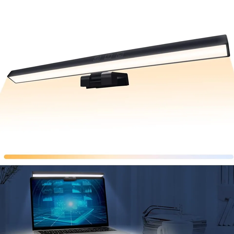 Eye-Care Desk Lamp 33/50cm LED Computer PC Monitor Screen Light Bar Stepless Dimming Reading USB Powered Hanging Table Lamp