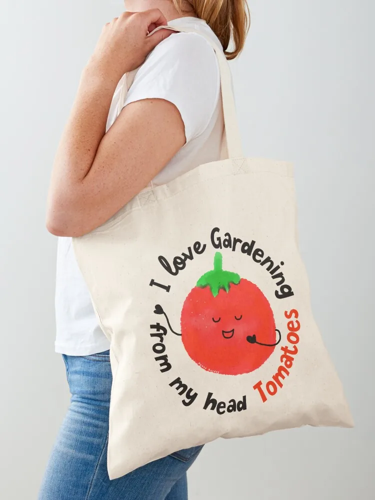 

I love Gardening from my head Tomatoes - Punny Garden Tote Bag Canvas stote bag custom canvas bag shopper bags for women