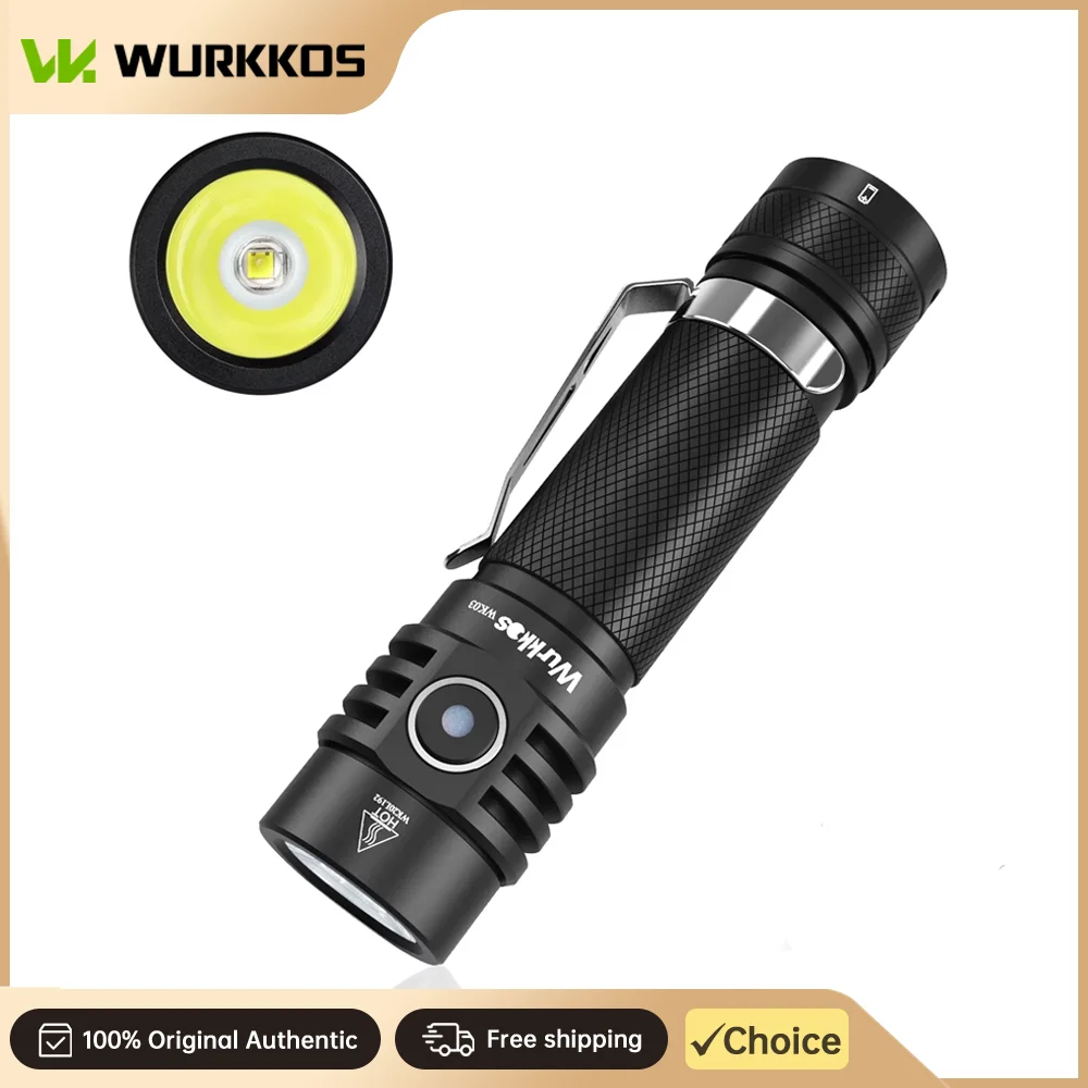 �y�Z�[�����zWurkkos WK03 LED �����d�� 18650 �g�[�` 1800LM ATR ���~�i�X SST40 �[�d�� USB C ���C�g IP68 �h���n�C�L���O�L�����v�p