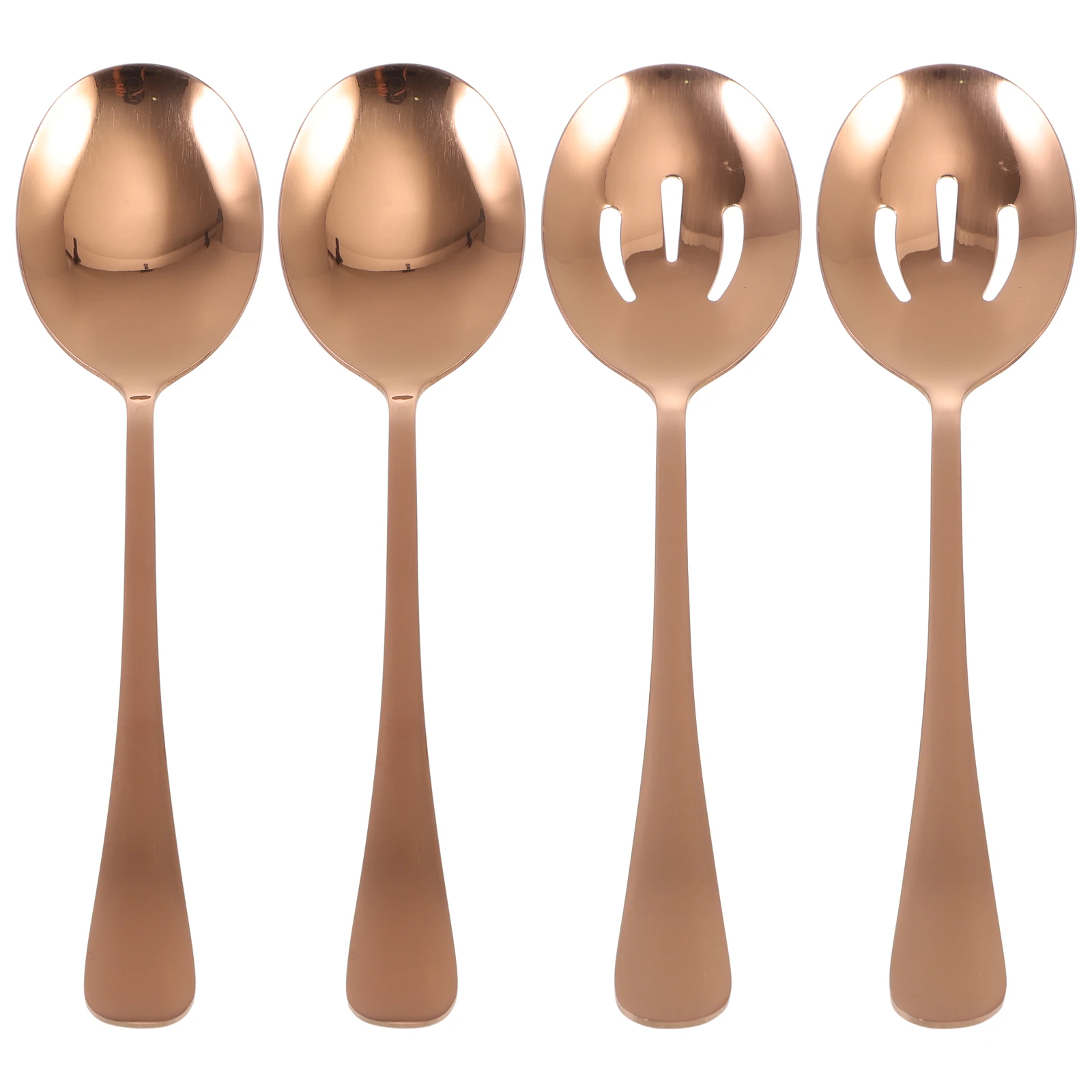 

4 Pcs Stainless Steel Serving Spoons Public Spoon Food Salad Kitchen Supplies Perforated Golden Hygienic Safe