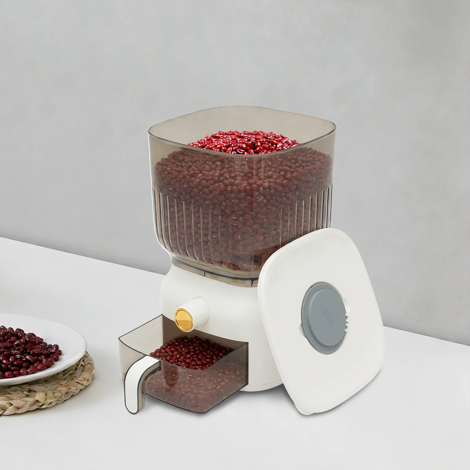 

Контейнер для хранения зерна из полипропилена, прозрачный, белый, 6 кг/13,23 фунта, герметичный, защита от насекомых, для кухни, кладовой, столешницы, для хранения риса, овса, орехов