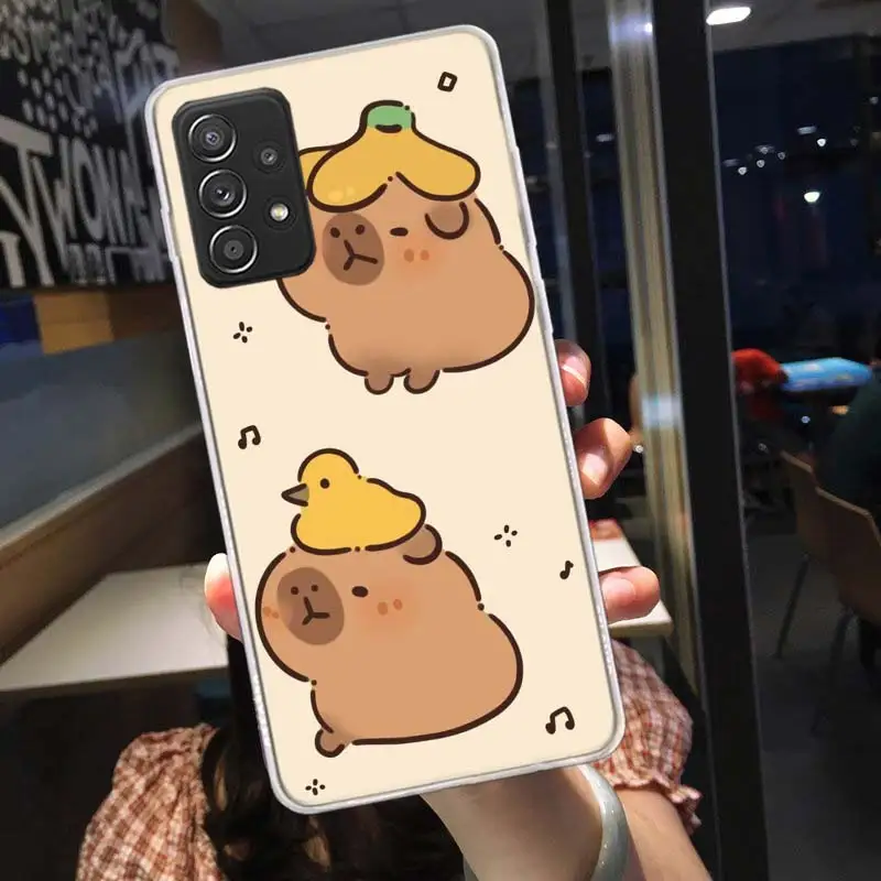 Cute Cartoon Capybara Phone Case For Samsung Note 20 Ultra 10 9 8 A05S A15 A25 A35 A55 M11 M12 M21 M30S M31 M32 M51 M52 A90 Co