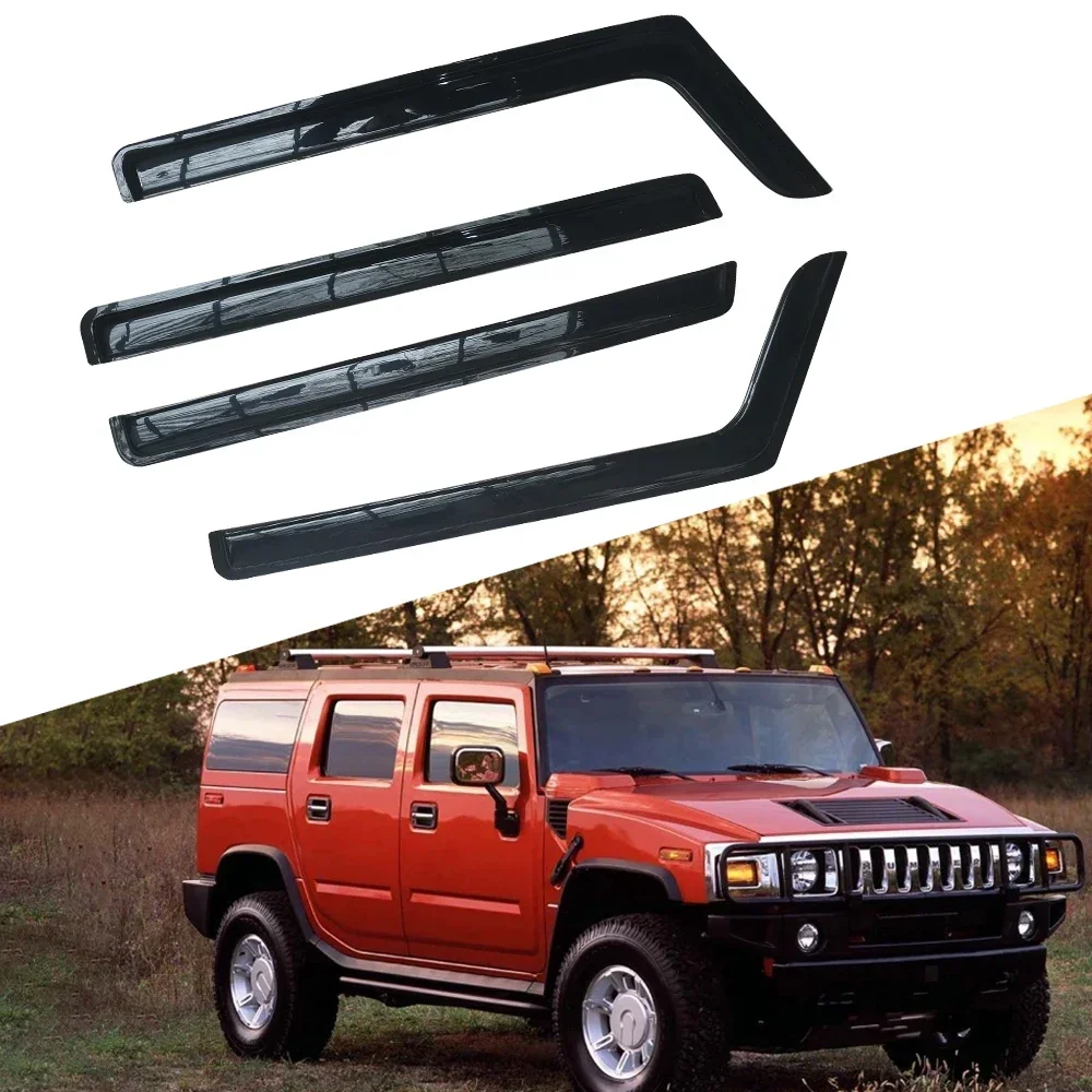 

For Hummer H2 H3 2003-2009 Auto Side Window Wind Deflectors Visors Black Rain Guard Door Visor Vent Shades Dark Smoke Ventvisor