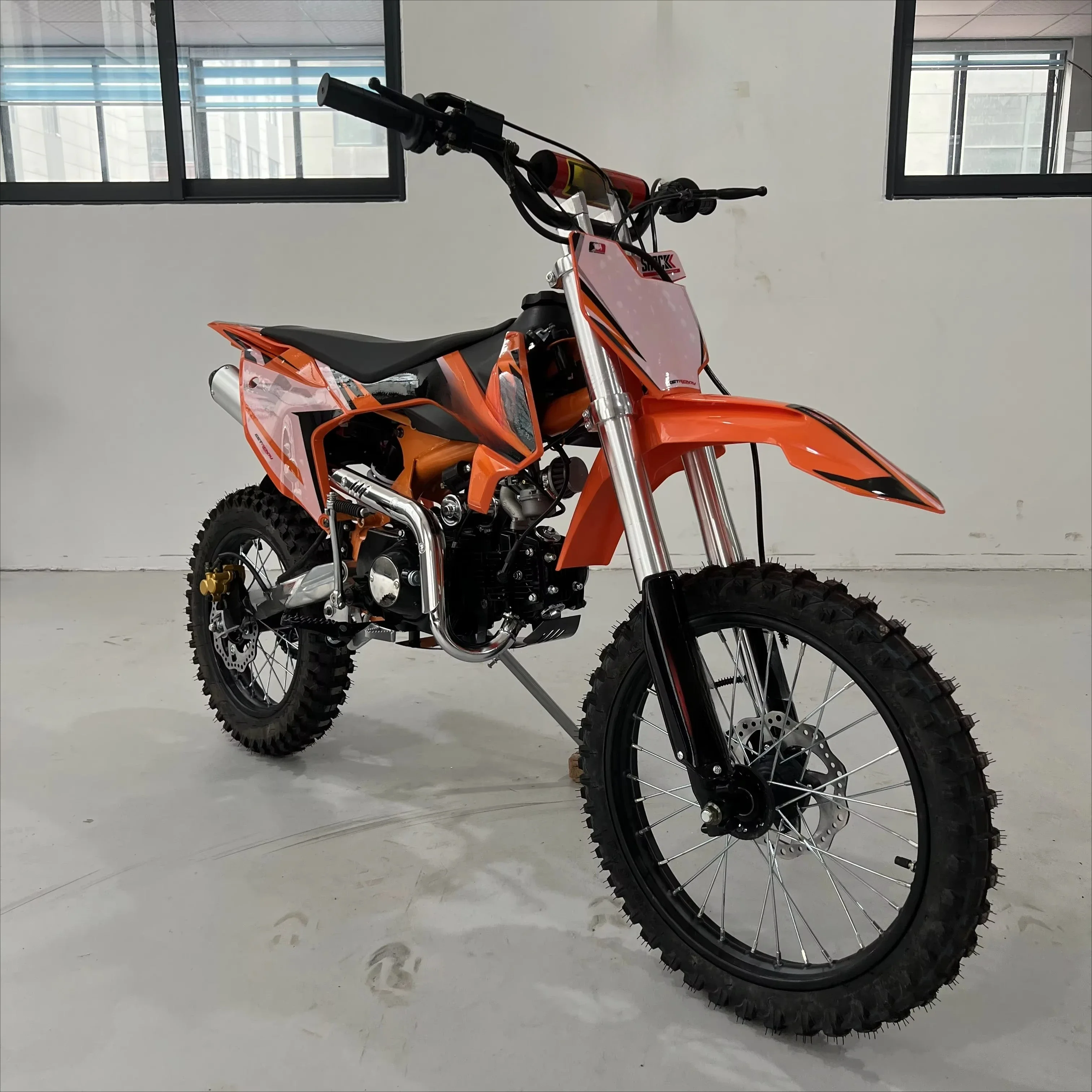 sxll2026 CE certified factory manufactures white mini off-road motorcycle with electric start function, heavy-duty shock absorbe