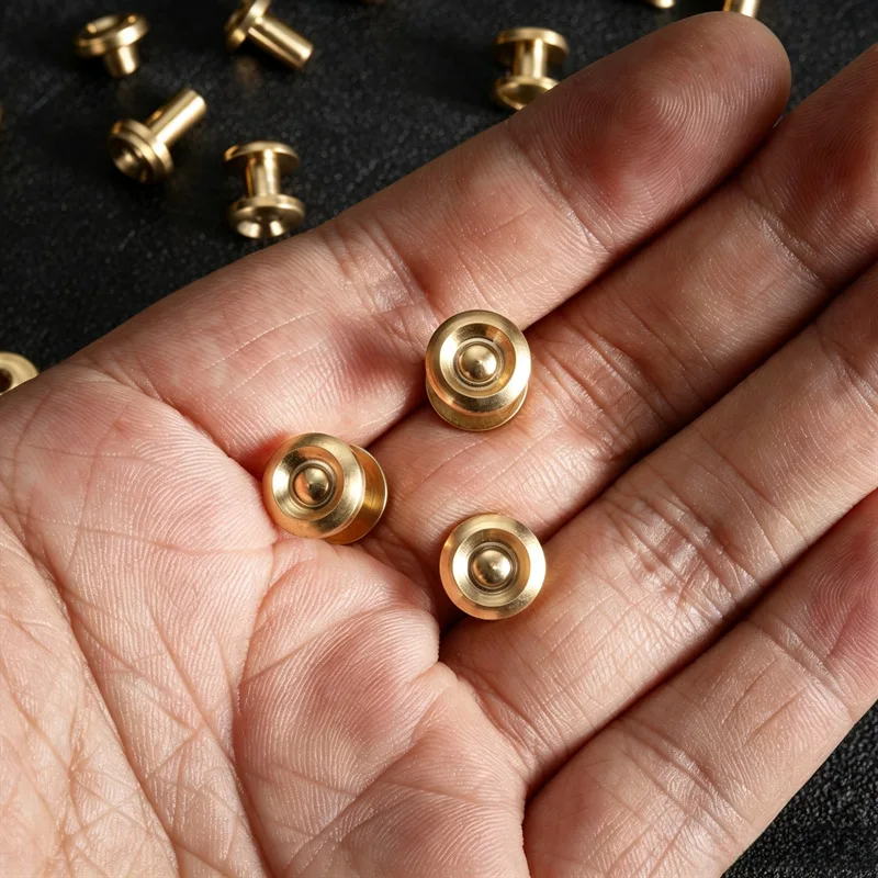10sets Solid Brass Binding Chicago Screws Belt Screw Studs Rivets for Photo Album Leathercraft Belt Wallet Fasteners Accessories