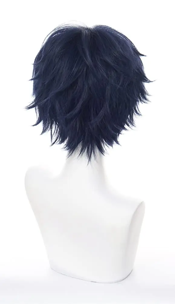 Cosplay Wig Short Dark Blue Heat Resistant Anime Full Synthetic Hair