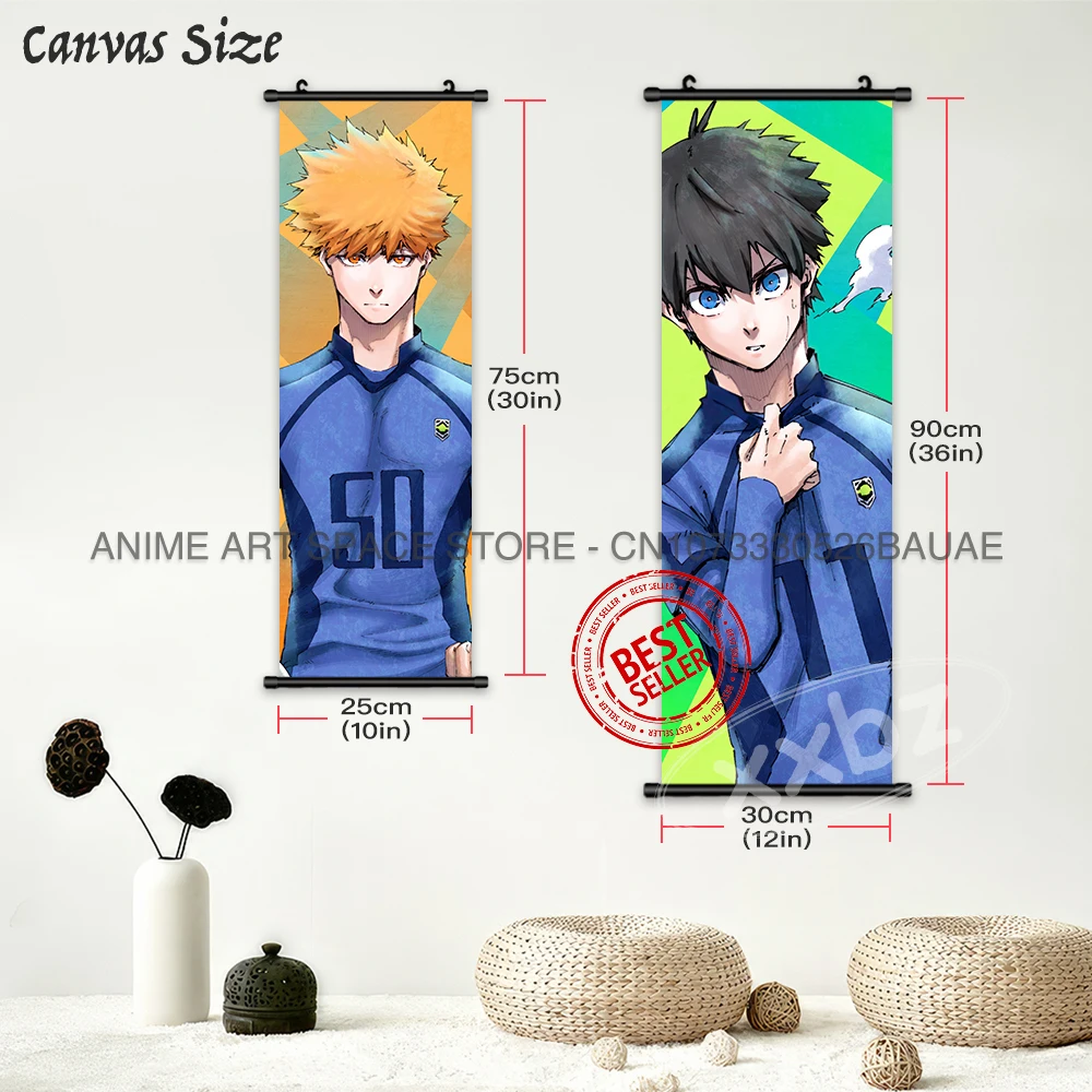 Blue Lock Hängendes Gemälde Anime Poster Reo Mikage Wandkunst Leinwand Scroll Bild Isagi Yoichi Charaktere Home Decor Wohnzimmer – Detail 5
