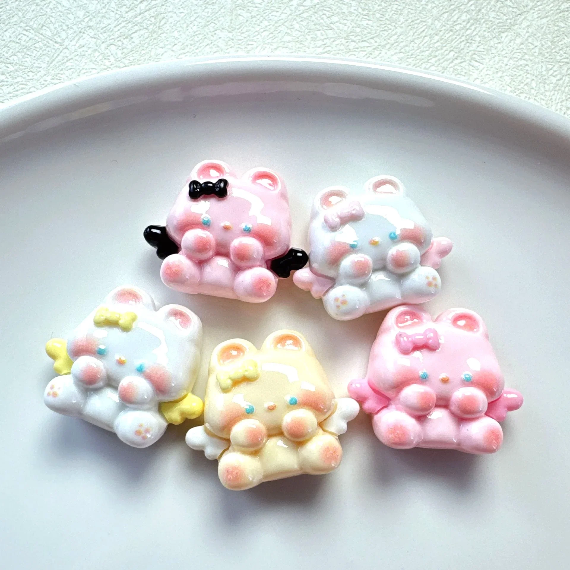 Cartoon Mini Rabbit Angle Resin Flatback Cabochons DIY Craft Supplies for Phone Case Decoration Hair Accessories Bulk Wholesale