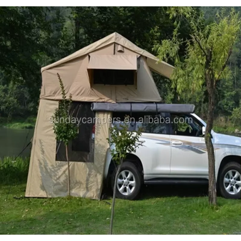 تصميم جديد هارد شل 4WD سقف أعلى خيمة سيارة التخييم خيمة مع مظلة السيارة #2