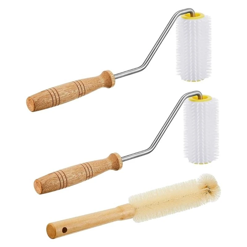 

L8RE Handle Beekeeper Tool Set Durable Extractor Uncapping Needle Roller Cleaning Brush Honeys Extractor Tool for Honeys