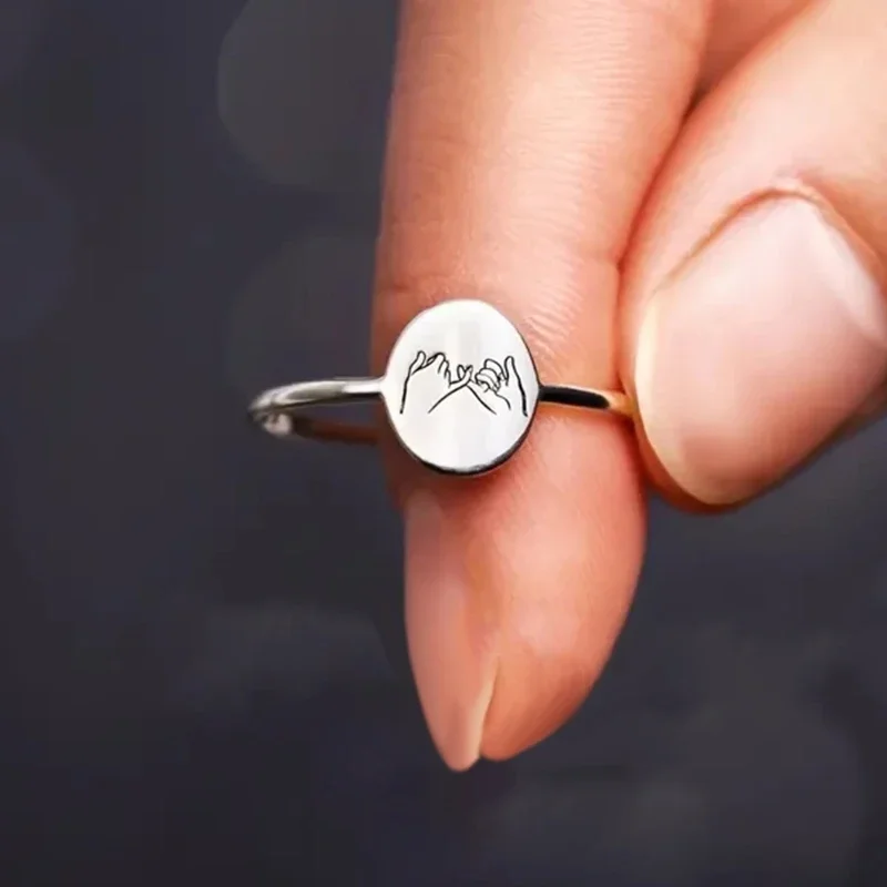 Huitan kleiner Finger mit kleiner Finger, Versprechensringe für Freunde, Paare, Frauen/Männer, lustige Ringe, Geburtstagsgeschenk, Modeschmuck