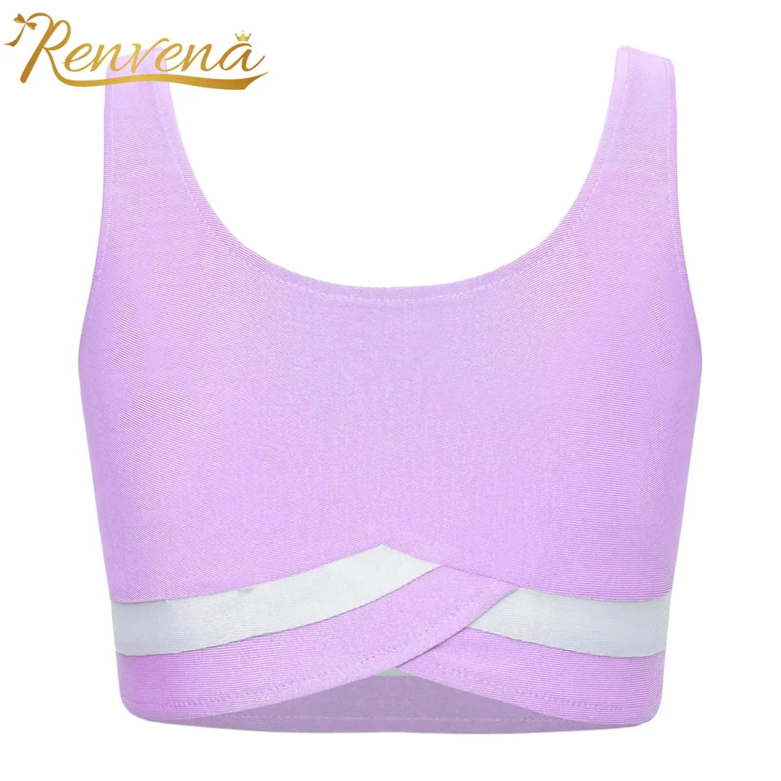 

Kids Tops for Girls Contrast Color Athletic U Neck Sleeveless Sports Vest Crop Tops for Gymnastics Figure Skating Yoga Workout