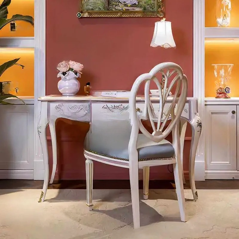 romantic solid wood carving flower hand painted sticker gold leaf desk villa bedroom