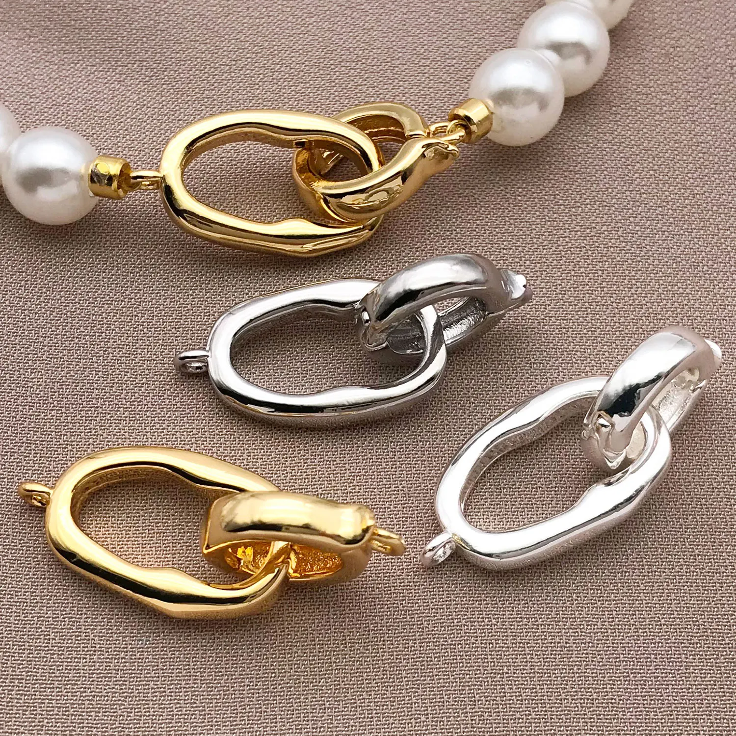 Mix 3/5pcs 18K Copper Plated Genuine Golden Thick Silvery White Golden Connection Closure Buckle, DIY Jewelry Making Accessories image 2