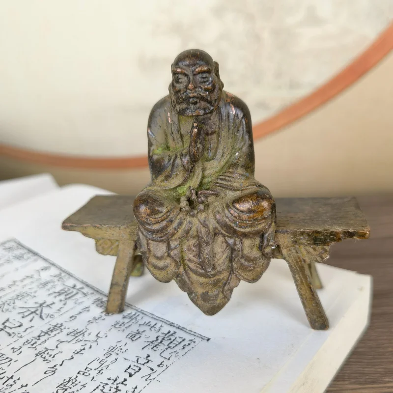 Ancient Buddha, Guanyin Bodhisattva bench, copper ornaments