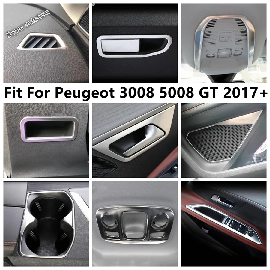 

Seat Adjust Panel / Head Lamp Light / Glove Box Sequin / Window Lift Cover Trim Accessories For Peugeot 3008 5008 GT 2017 - 2023