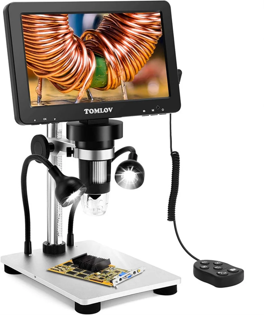 TOMLOV Digitales Löt-Mikroskop 1200X 1080P Münzmikroskop Lupe 12MP Ultra-Präzise Fokussierung HDMI-Mikroskop für PCB- und Handy-Reparatur