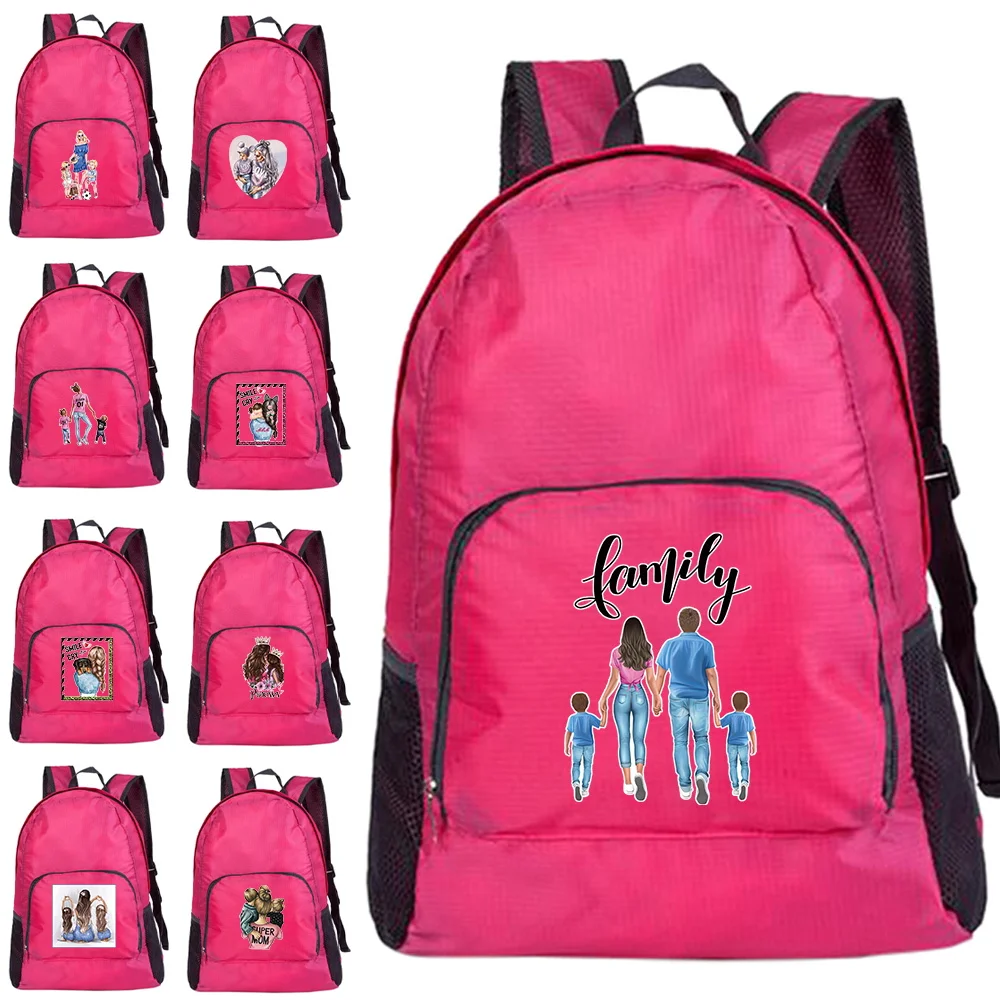 

Hiking Daypack Mom Printing Serie Foldable Company Activity Outdoor Travel Bags Reusable Eco-friendly Storage Backpack