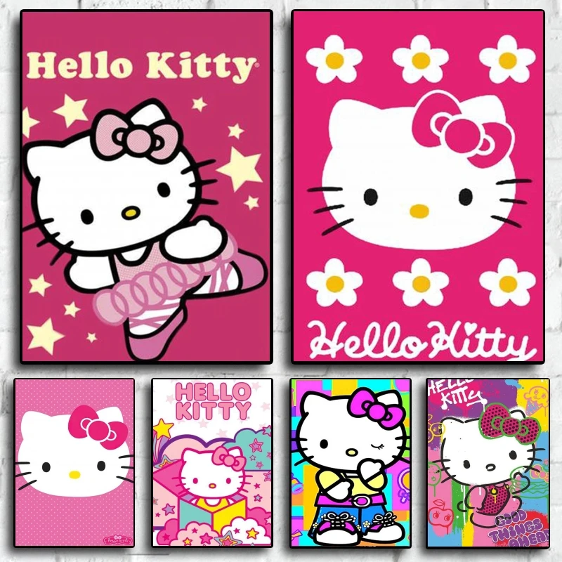 

Canvas Wall Art Hello Kittys Friends Gifts Picture Hanging Home Room Painting Modular Prints Poster Toys Comics Pictures