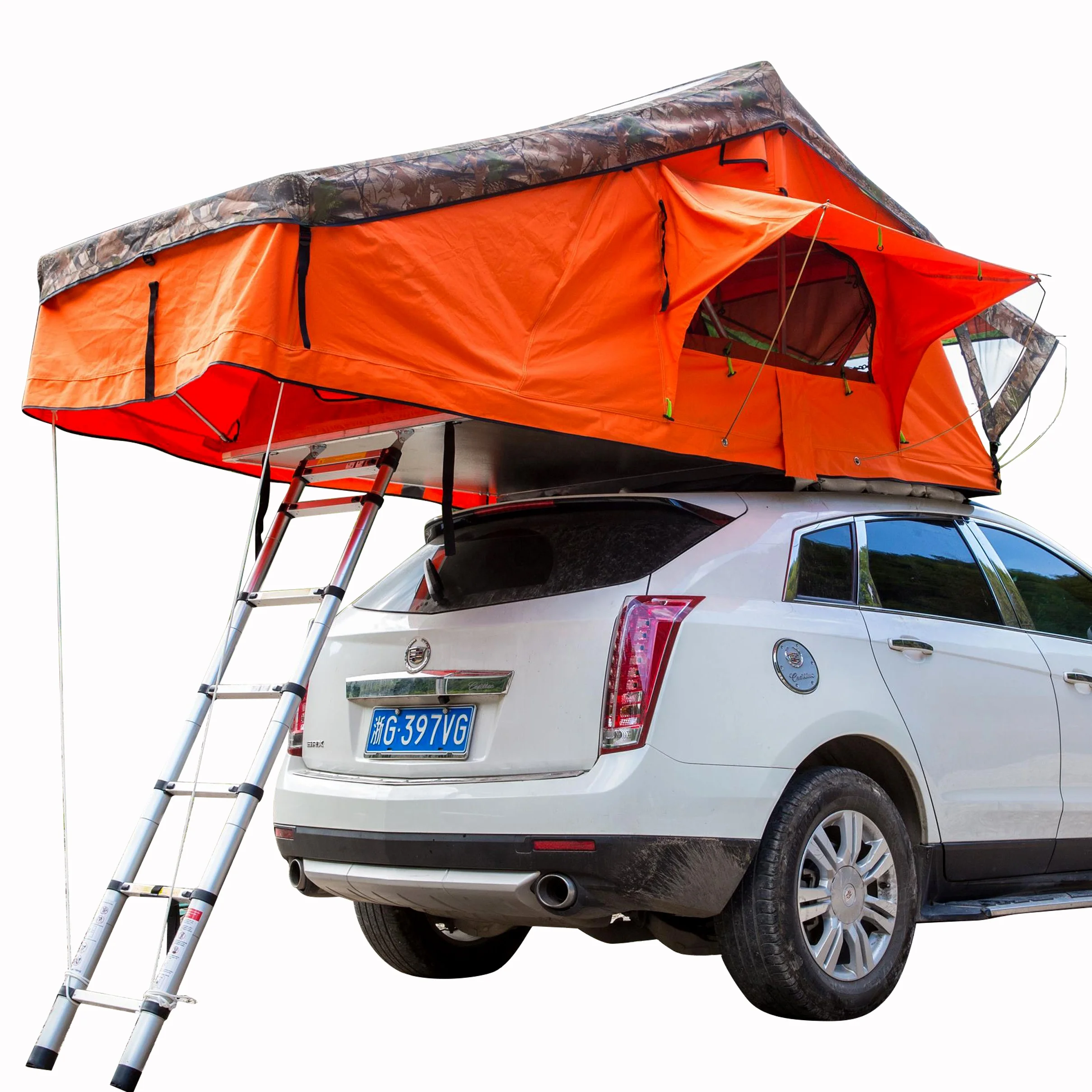 

Factory Price Roof Top Tent 3-4 Person Soft Shell Car Tent with with Skyline Rainfly and Ladder