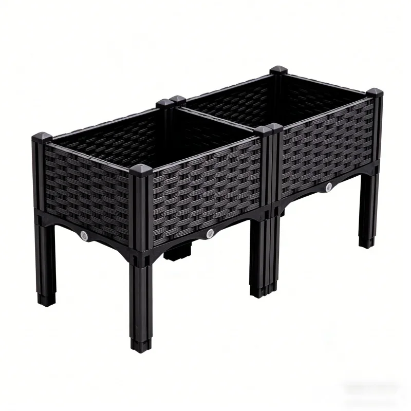 

Large Tall 2-Tier Raised Garden Bed 80x40x37cm Plastic Planter Box for Vegetables Flowers Herbs - Outdoor Indoor Balcony Patio