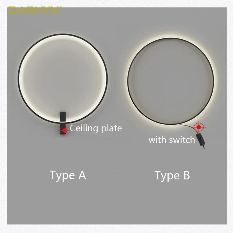 LED Wall Lamp Modern Round Home Decoration Sconce For Living Room Bedroom Hotel Corridor Black Simple Remote Control Decor Light