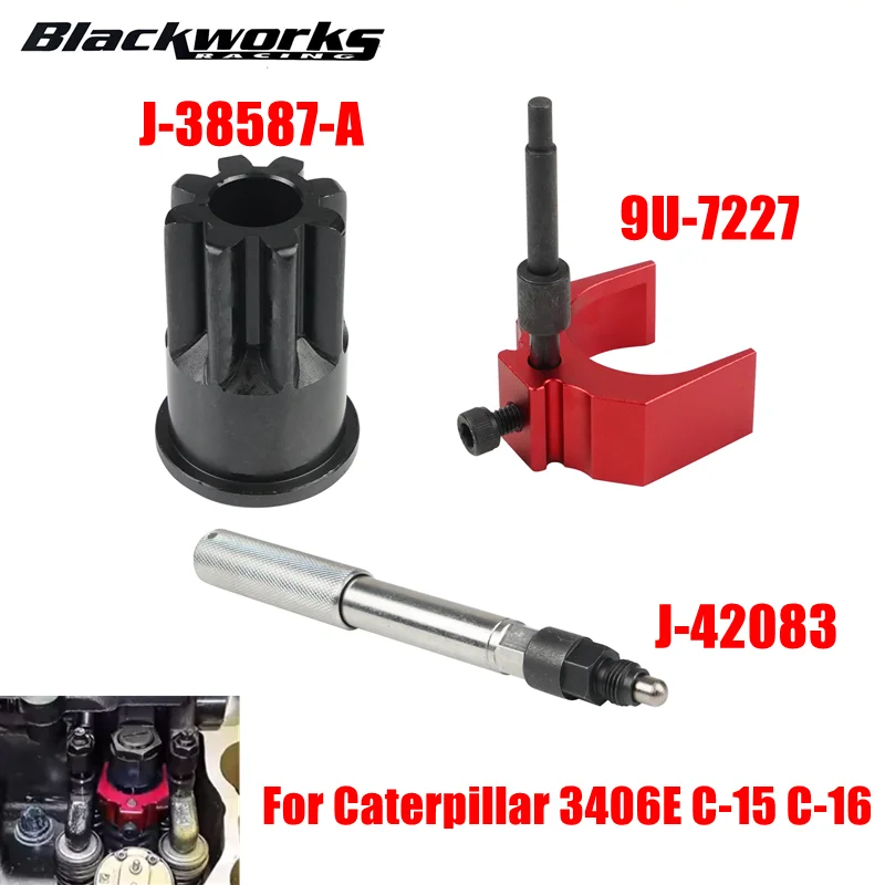 J-42083 Automatic Timing pin+9U-7227 Fuel Injector Regulator Tool+ Engine Barring Socket Fits CAT 3406E C-15 C-16