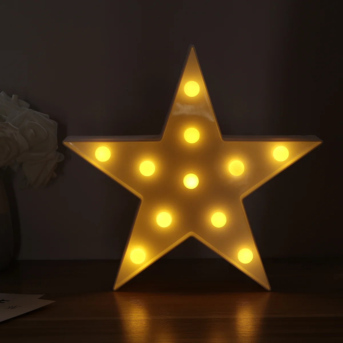 

LED Star Night Lamp Plastic Swan Pattern Christmas Decor Home Bedroom Store Star Table Lamp Bright Random Color