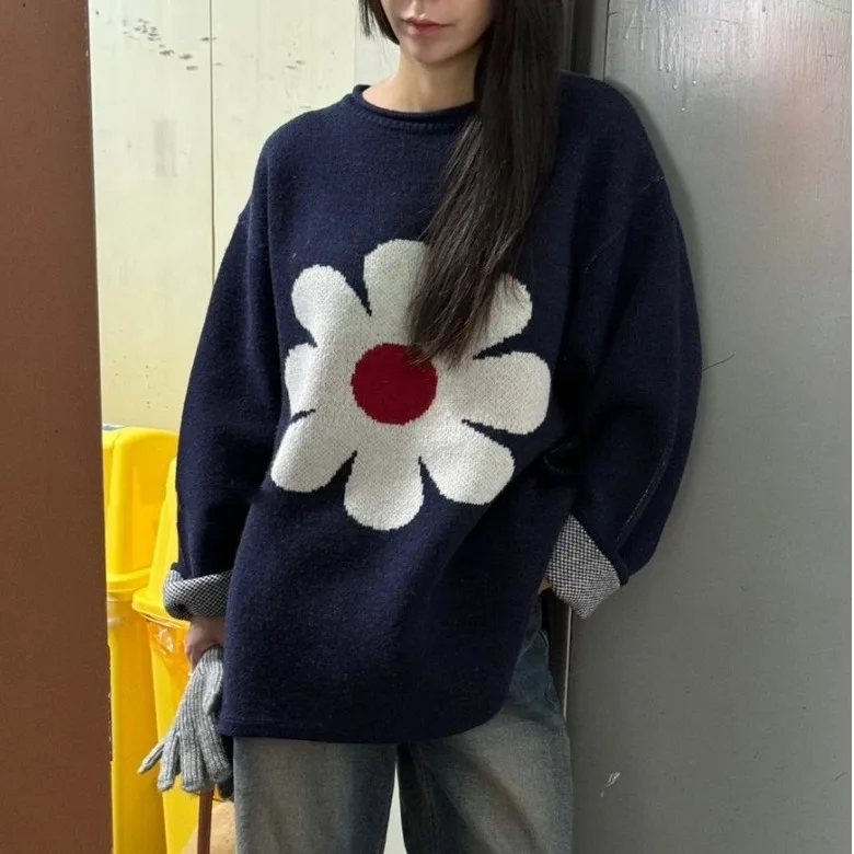 

Women's Loose Fit round Ne Sweater Jaet Thi Warm Floral Print Casual Comfortable Spring Autumn Top Faion Commute Sle