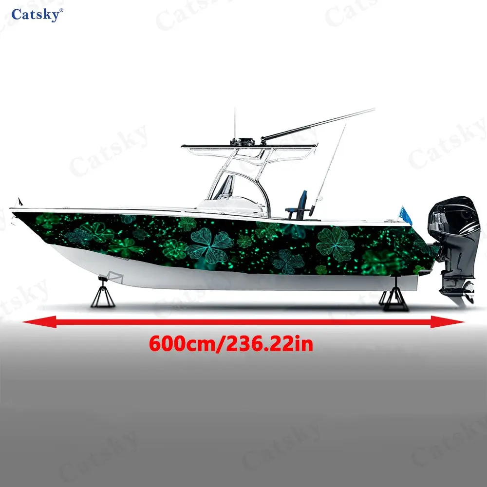 Star-Dotted Clover Boat Stickers, PVC Waterproof Durable Vinyl Wrap Decals for Fishing Boats, Durable and Stylish Design