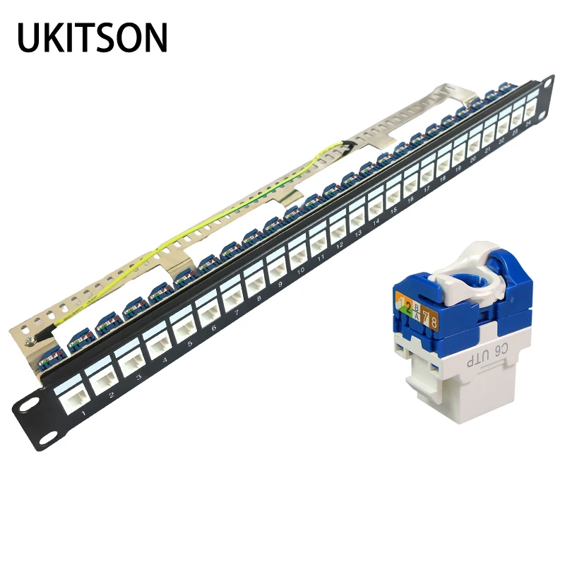 Toolless Patch Panel With 24 Plugs Tool-free CAT6 RJ45 Keystone Jack Module Socket For 19