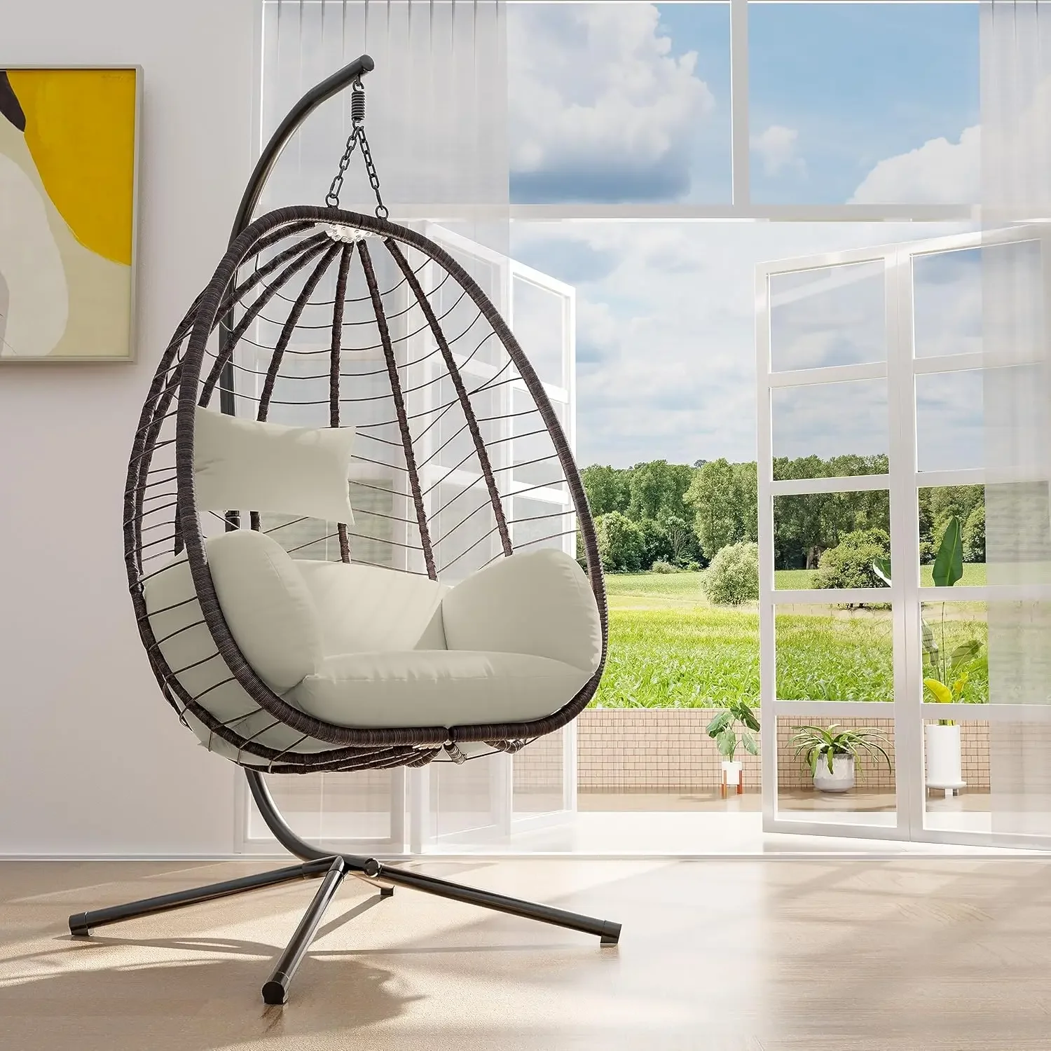 

Hanging Swing Egg Chair with Bracket Swing Hammock Chair Indoor/Outdoor Hanging Swing Chair