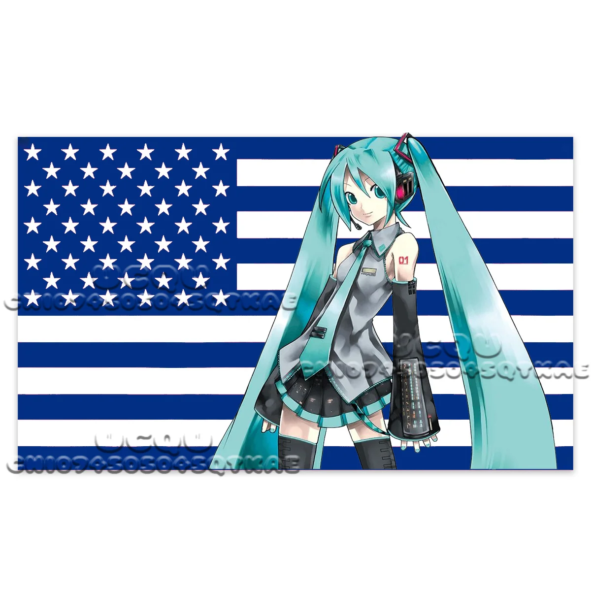 أنيمي هاتسون ميكو نسيج العلم الأمريكي نسيج زخرفة خلفية عنبر السرير نسيج غرفة المعيشة أريكة خلفية القماش #6