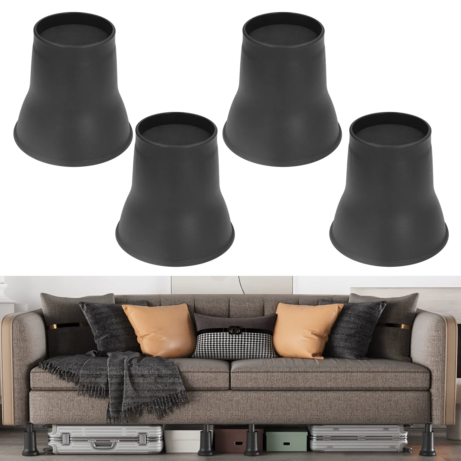 

Подставки для мебели 6 дюймов, в форме рога, черные, пластиковые, усиленные, для кроватей и диванов, противоскользящие, для увеличения высоты кроватей и диванов