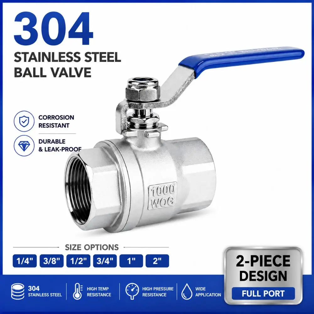 304 Stainless Steel Ball Valve 1/4 3/8 1/2