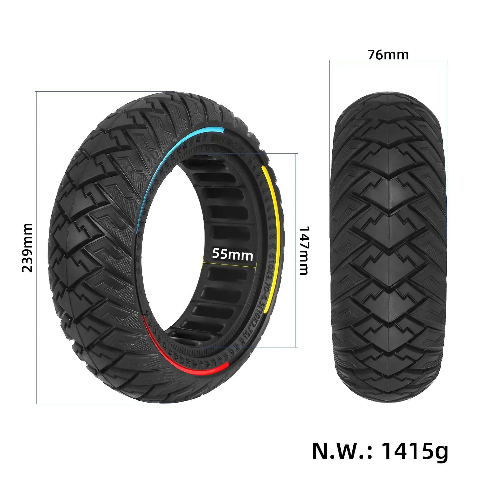 Ulip 10x2.70-6.5 Off-road Tubeless Solid Tires 10*2.70-6.5 For Electric Scooters 10 Inch Puncture resistant 10*2.75 Rubber Tyres