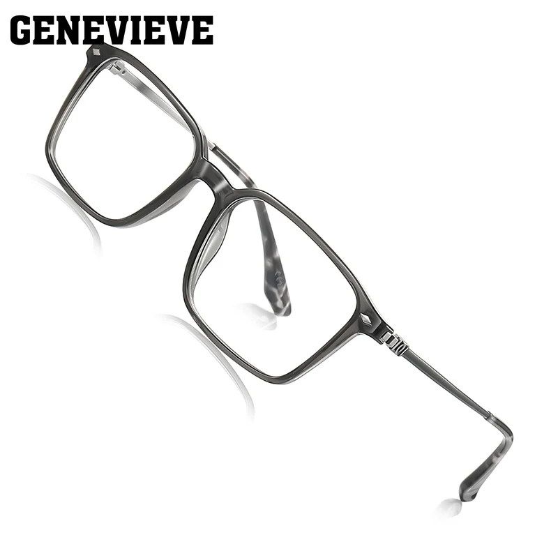 GENEVIEVE جديد للرجال تصميم إطار مربع هندسي مضاد للضوء الأزرق نظارات فوتوكروميك وصفة طبية قابلة للتخصيص LS238 #2