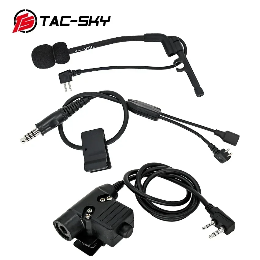 TAC-SKY Tactical Y-Line Set Headset Accessory With Comta Microphone And U94 Ptt For PELTO COMTA I II III Shooting headphones