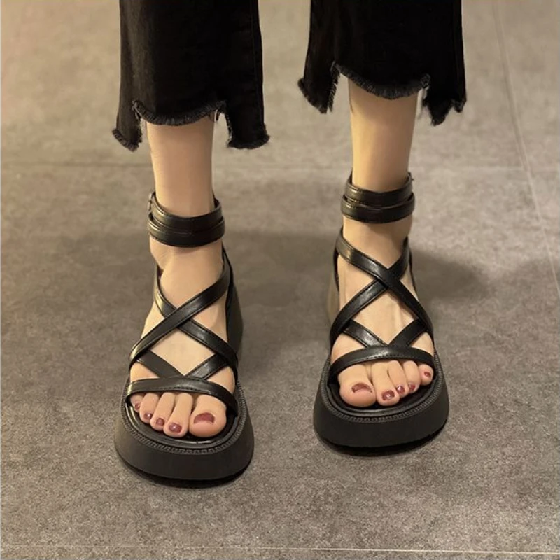 

Fashion Gladiator Women's Shoes Summer Buckle Ladies Sandals Casual High Increasing Shoes Female Platform Sandal Rome Footwear