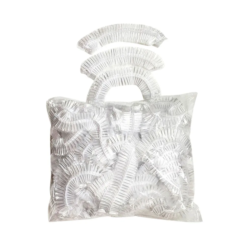 

200pcs Disposable Shower Caps Waterproof Elastic Plastic Bath Caps Transparent PE Caps for Hair Salon Home Use (Low Pressure Bul