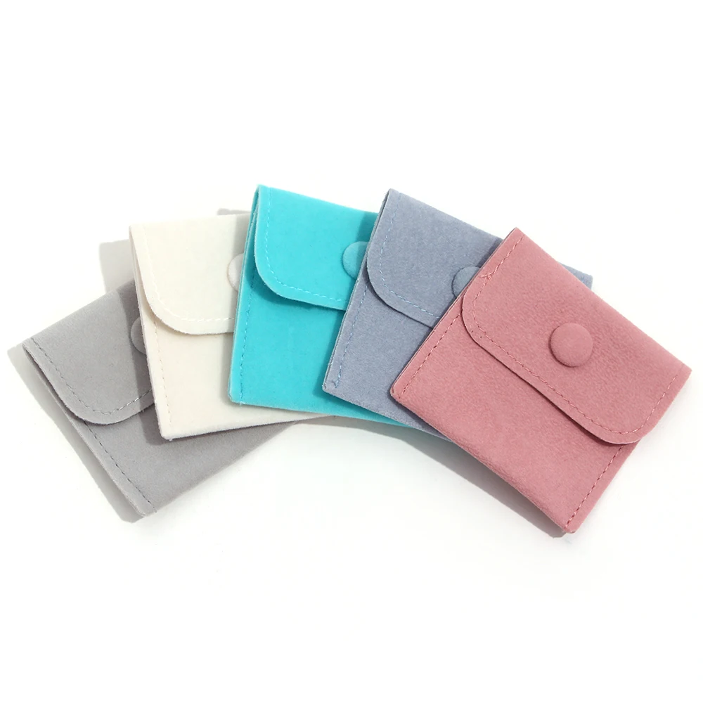 E.B.belle Quality Feel Multiple Color Blue Gray Pink Beige Velvet Material Buckle Style Purse Pouch Jewelry Bag Packaging