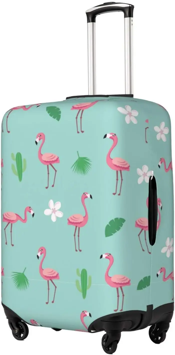 Highly Elastic Spandex Suitcase Cover Luggage Cover Protector Large  Flamingo&Green Leaves Pattern Prints